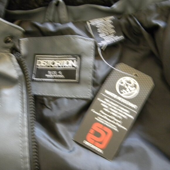 Distortion Faux Leather Boys Youth Moto Jacket Pockets Removable Hood NWT - Picture 3 of 6